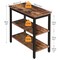 Brown Wood Metal End Table with 3-Tier Storage Retro Side Table